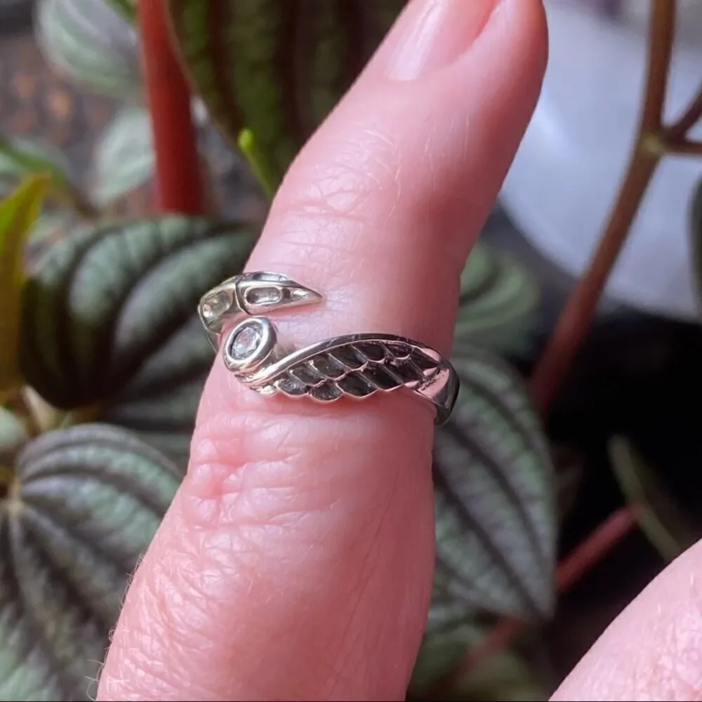 Wing And Claw Sterling Silver CZ Toe Ring